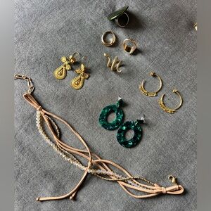 Costume Jewelry Bundle Rings Earrings Mixed Boho Gold Tone